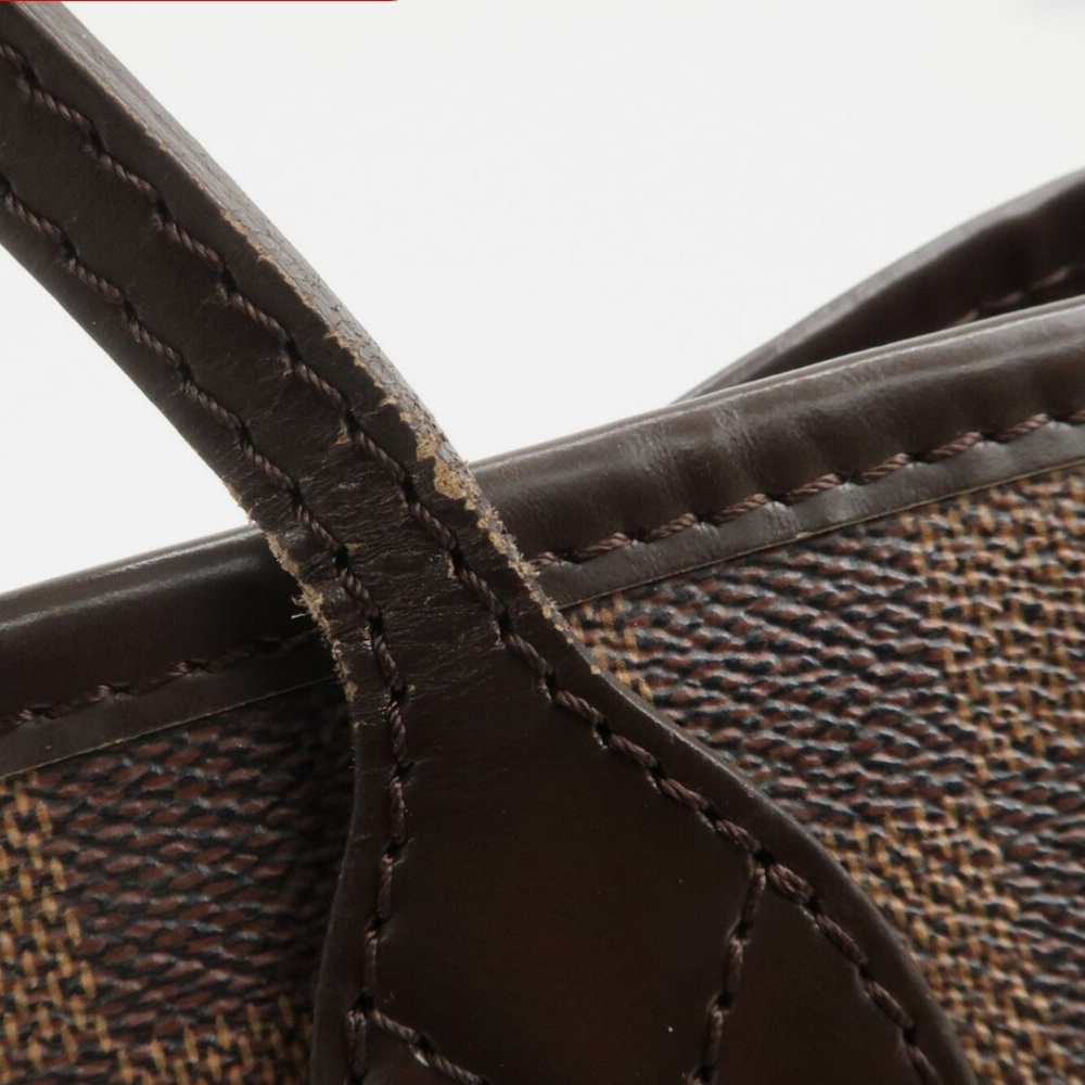 LV Louis Vuitton authentic Damier Ebene Neverfull MM N51105 Tote Bag, Brown.